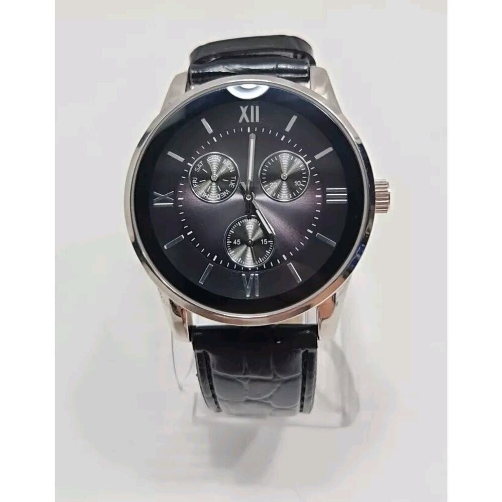 Allude FMDAL587 Silver Tone Black Chronograph Men's Watch New Battery W71